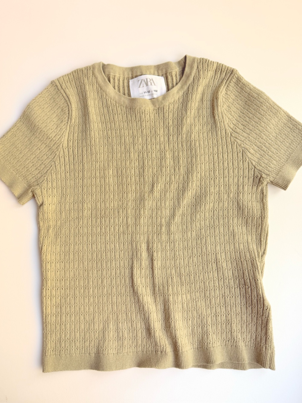 Zara Short-Sleeve Knit Top in Spring Green 11-12Y